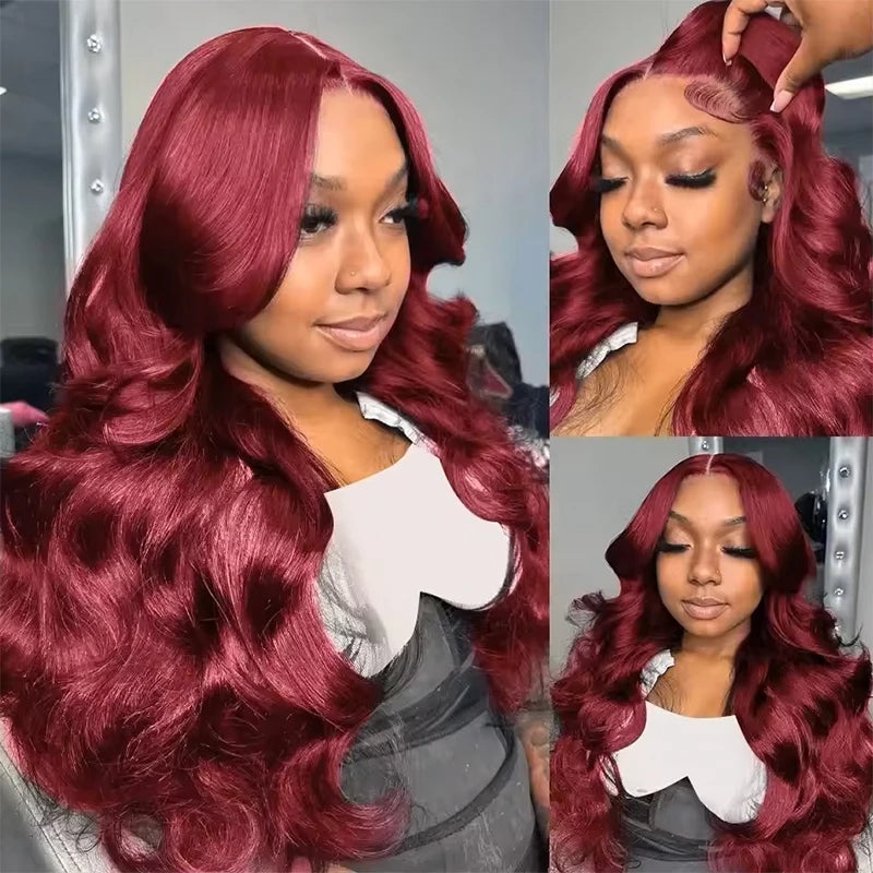 Flowy Waves | Burgundy 99J 220% Density Loose Wave Glueless HD Lace 13x6 Frontal Wig