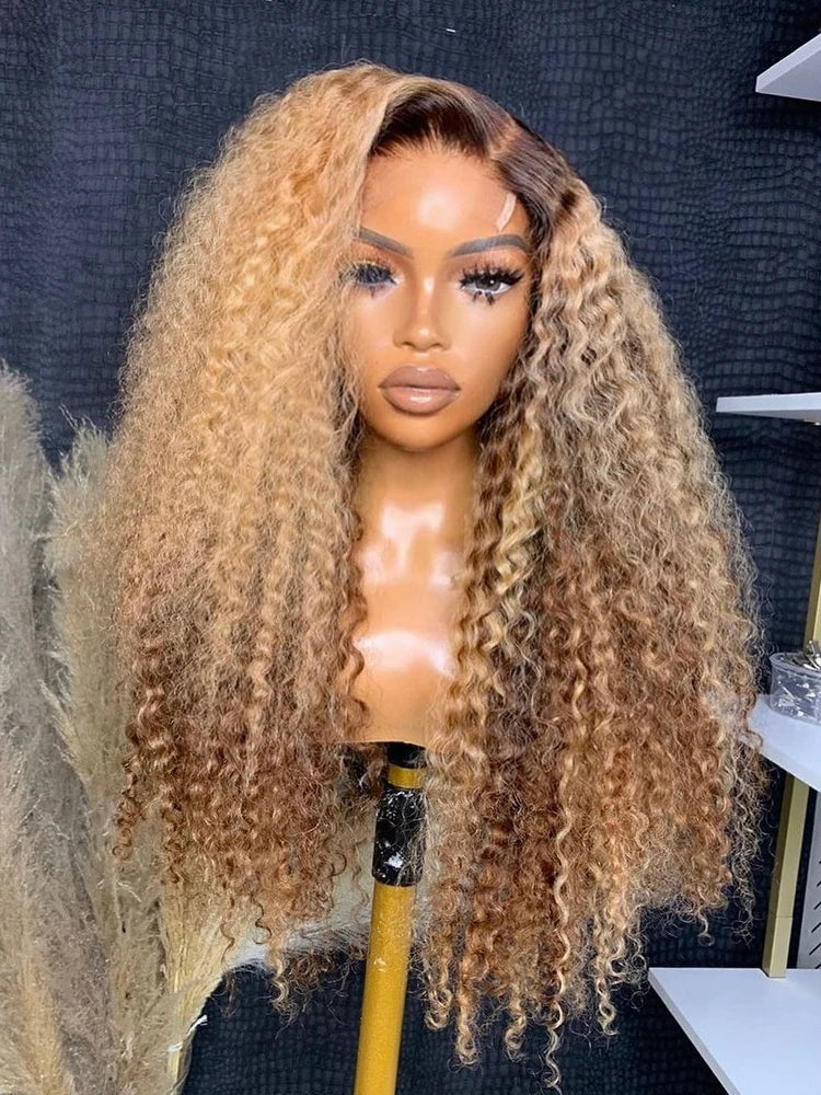 Big Curl Energy | Honey Brown Highlight Kinky Curly Glueless HD Lace 13x6 Frontal Wig