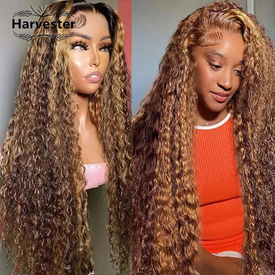 Throw On & Go | Honey Brown Highlight Deep Wave Glueless HD Lace 13x6 Frontal Wig