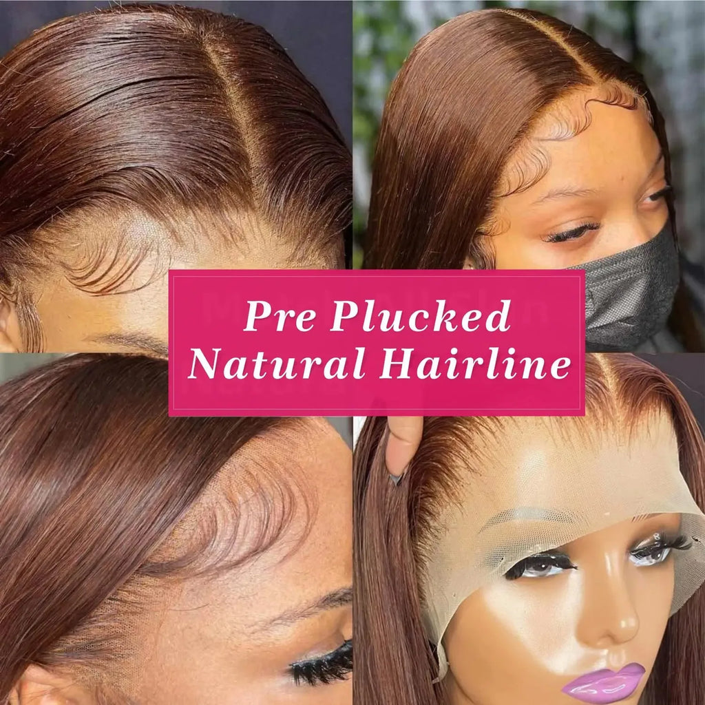 Polished Look | Chocolate Brown Straight Glueless HD Lace 13x6 Frontal Wig Pre-Cut