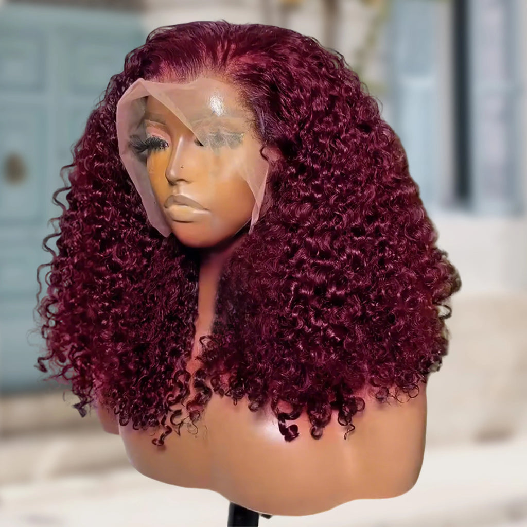Ready To Wear | Burgundy 99J Deep Wave Glueless HD Lace 13x4 Frontal Wig by Doralia Pre-Cut