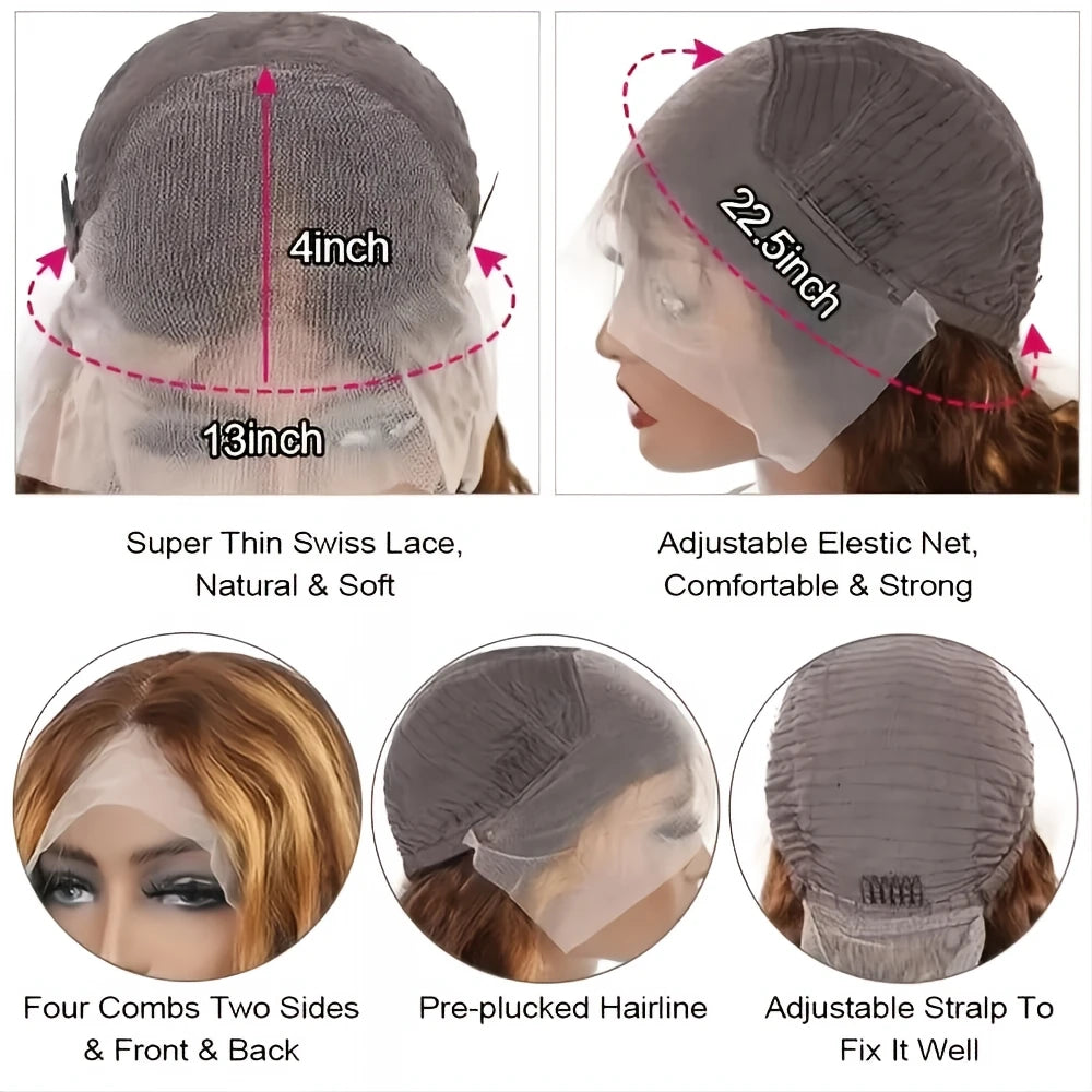 Ready To Wear | Honey Brown Highlight Deep Wave Glueless HD Lace 13x6 Frontal Wig