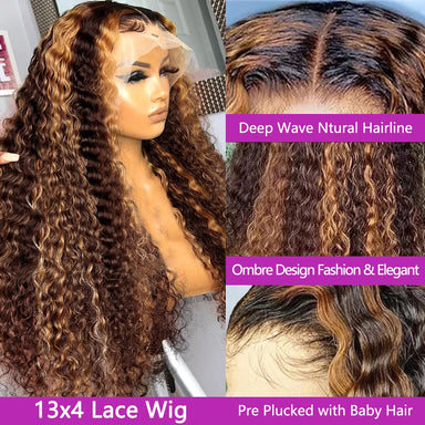 Ready To Wear | Brown Highlight 250% High Density Deep Wave Glueless HD Lace 13x6 Frontal Wig — Top Seller