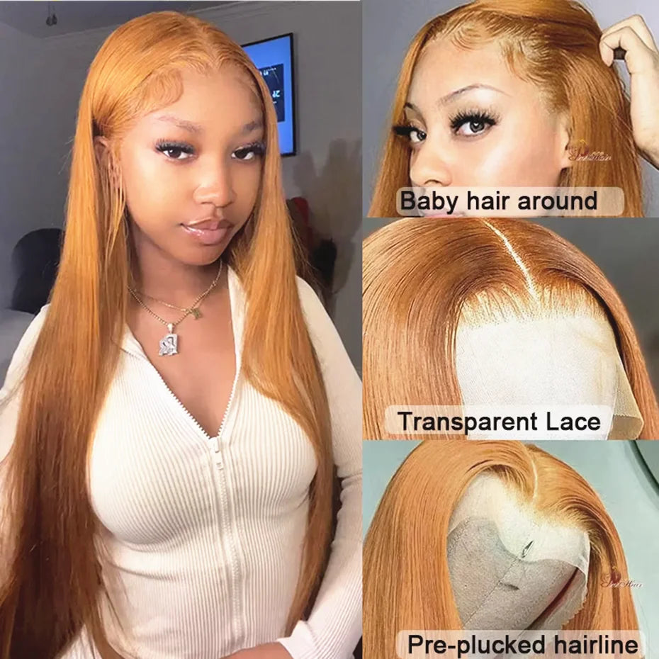 Sleek & Smooth | Honey Brown Highlight 200% Density Straight Glueless HD Lace 13x6 Frontal Wig