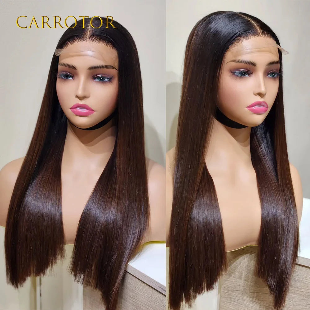 Polished Look | Ombre Brown Straight Glueless HD Lace 13x6 Frontal Wig