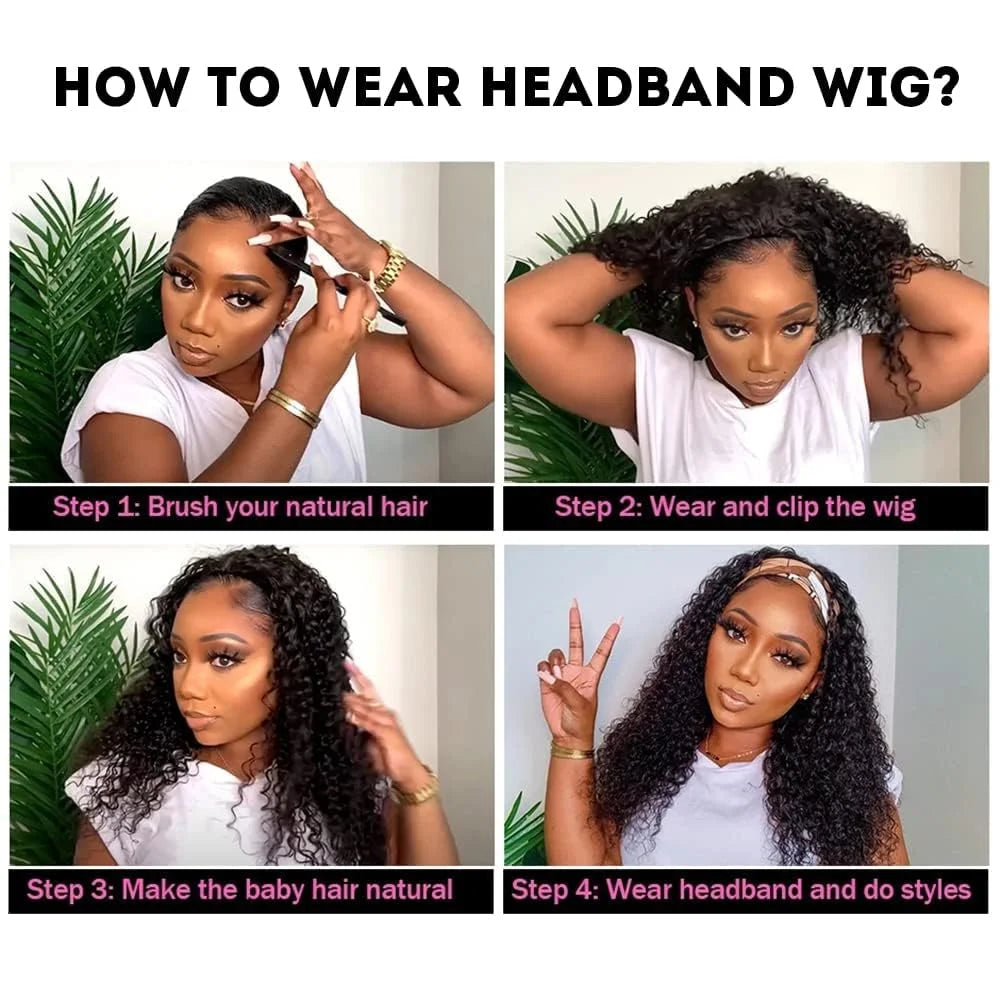 Natural Kinks | Kinky Curly Glueless HD Lace Wig by Headband