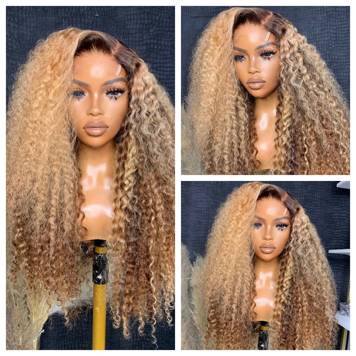 Big Curl Energy | Honey Brown Highlight Kinky Curly Glueless HD Lace 13x6 Frontal Wig