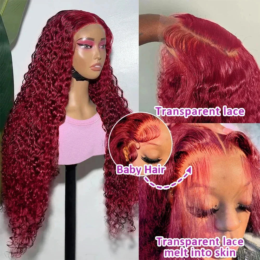 Throw On & Go | Burgundy 99J Deep Wave Glueless HD Lace 13x6 Frontal Wig