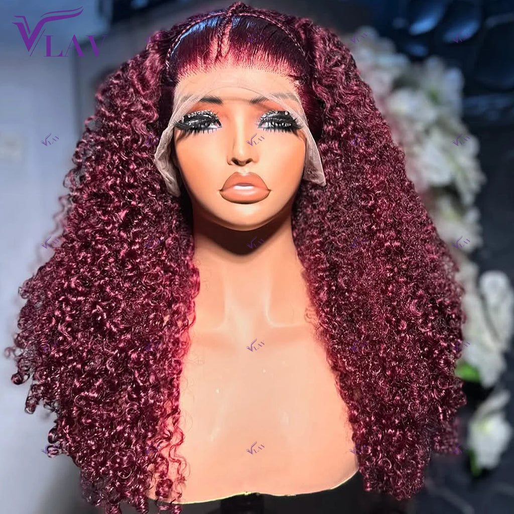 Natural Kinks | Burgundy 99J 450% Super Density Kinky Curly Glueless HD Lace 13x6 Frontal Wig