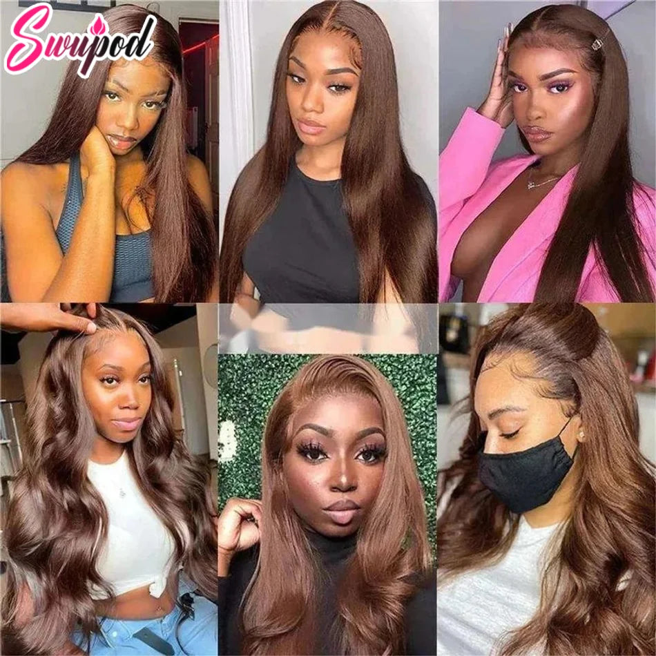 Polished Look | Chocolate Brown 250% High Density Straight Glueless HD Lace 13x6 Frontal Wig Pre-Cut