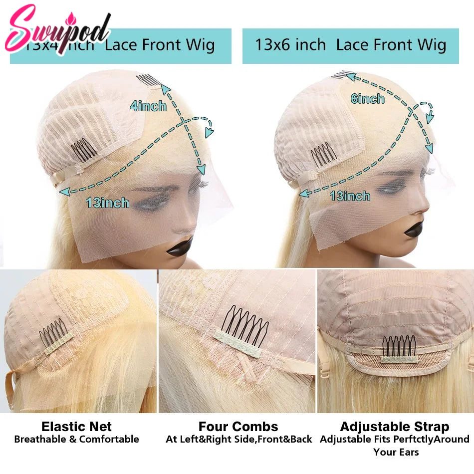 Platinum Glow | Honey Brown Highlight 250% High Density 613 Blonde Glueless HD Lace 13x6 Frontal Wig