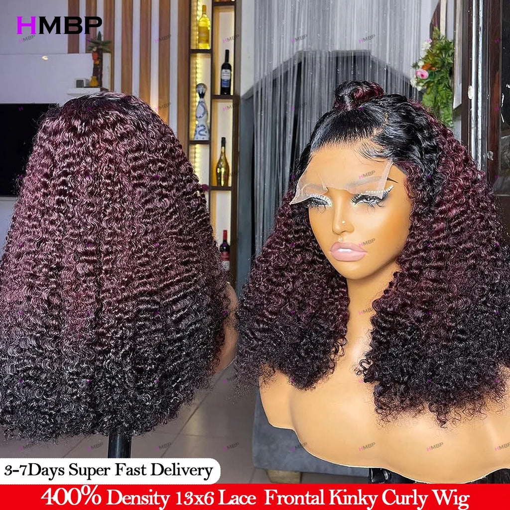 Natural Kinks | Burgundy 99J 400% Super Density Kinky Curly Glueless HD Lace 13x4 Frontal Wig