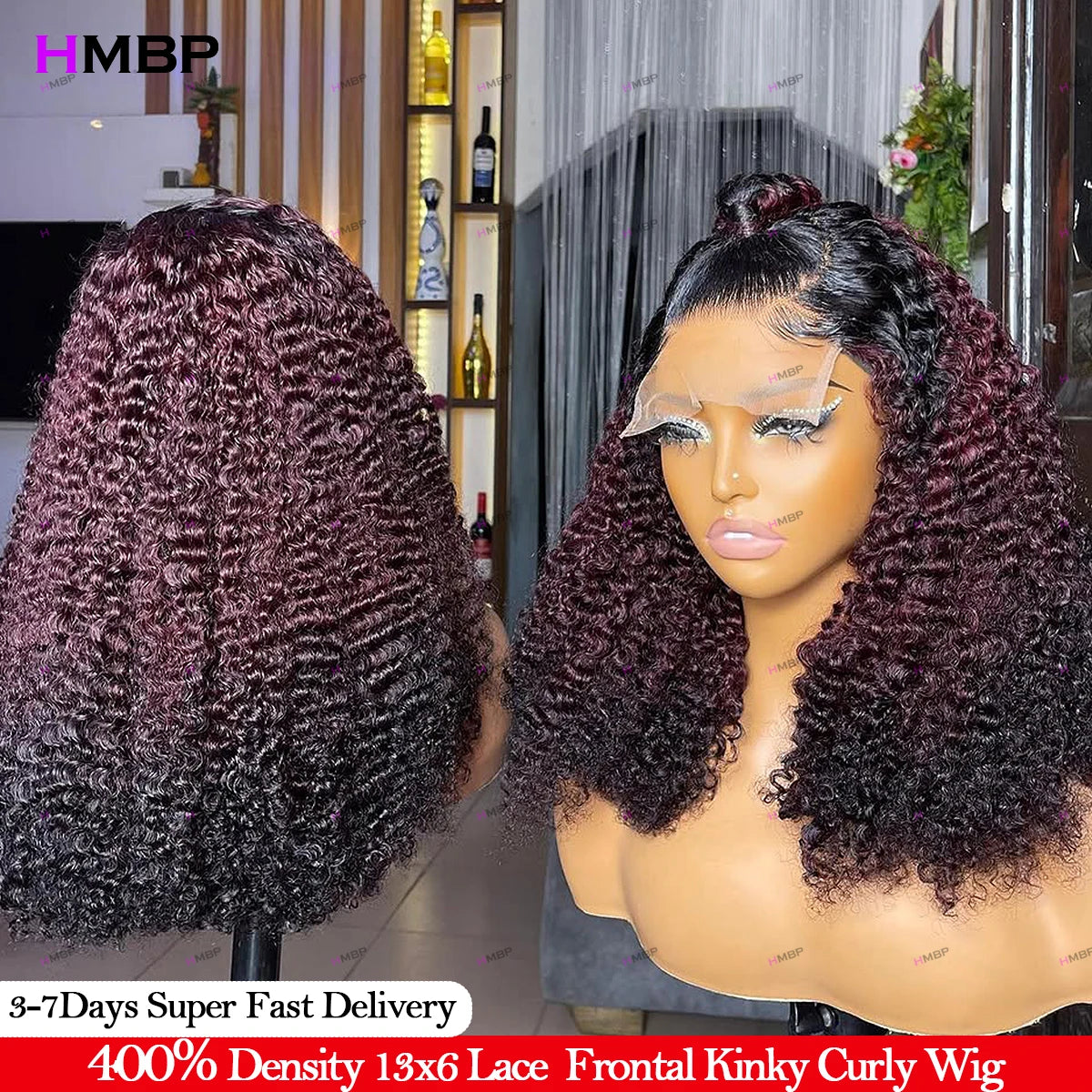 Natural Kinks | Burgundy 99J 400% Super Density Kinky Curly Glueless HD Lace 13x4 Frontal Wig