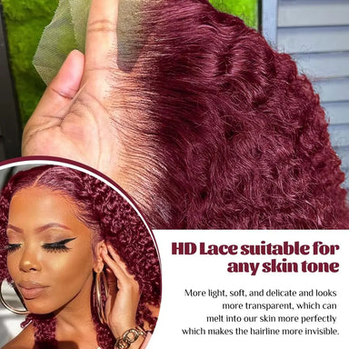 Ready To Wear | Burgundy 99J 200% Density Deep Wave Glueless HD Lace 13x4 Frontal Wig