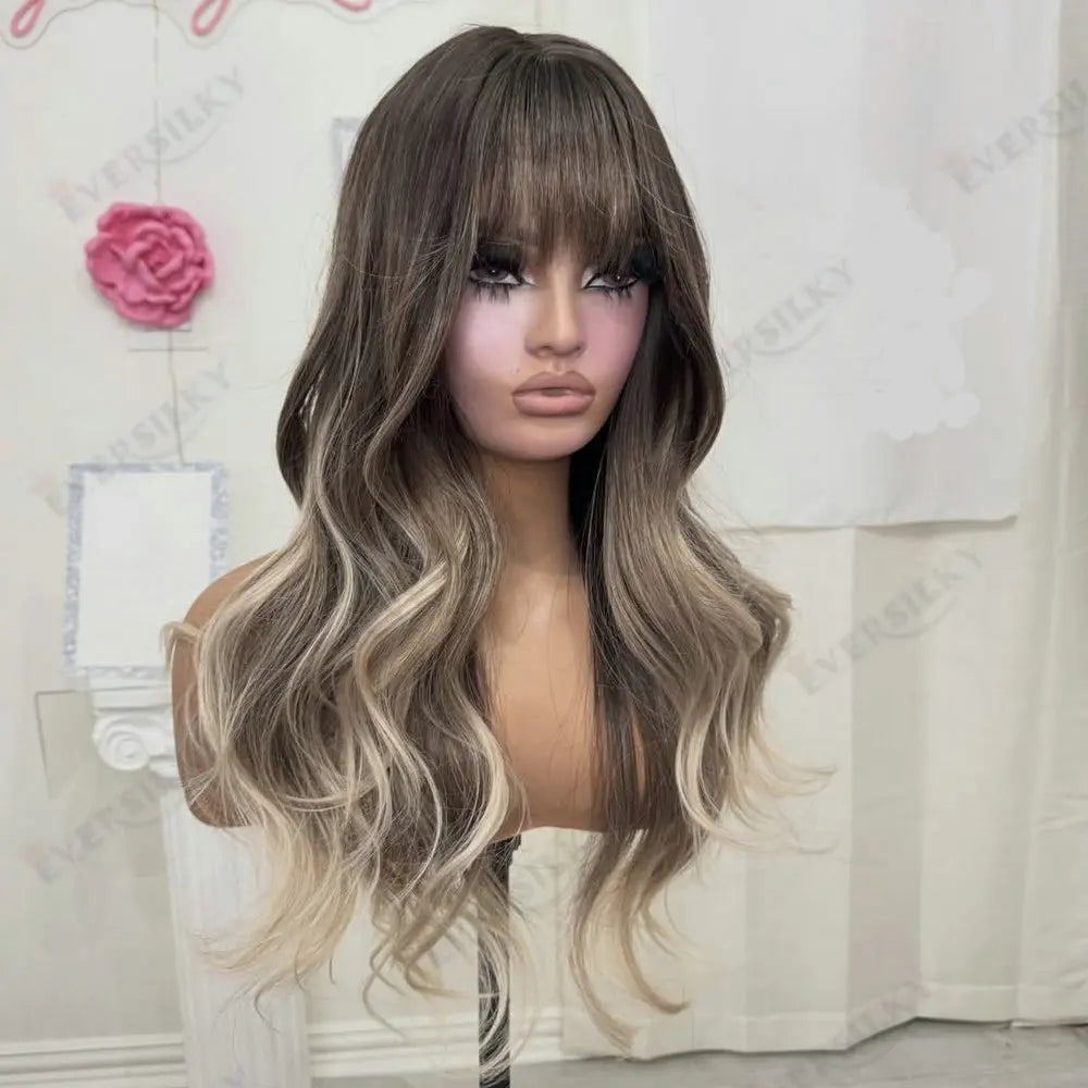 Flowy Waves | Brown Highlight Loose Wave Glueless HD Lace 13x6 Frontal Wig