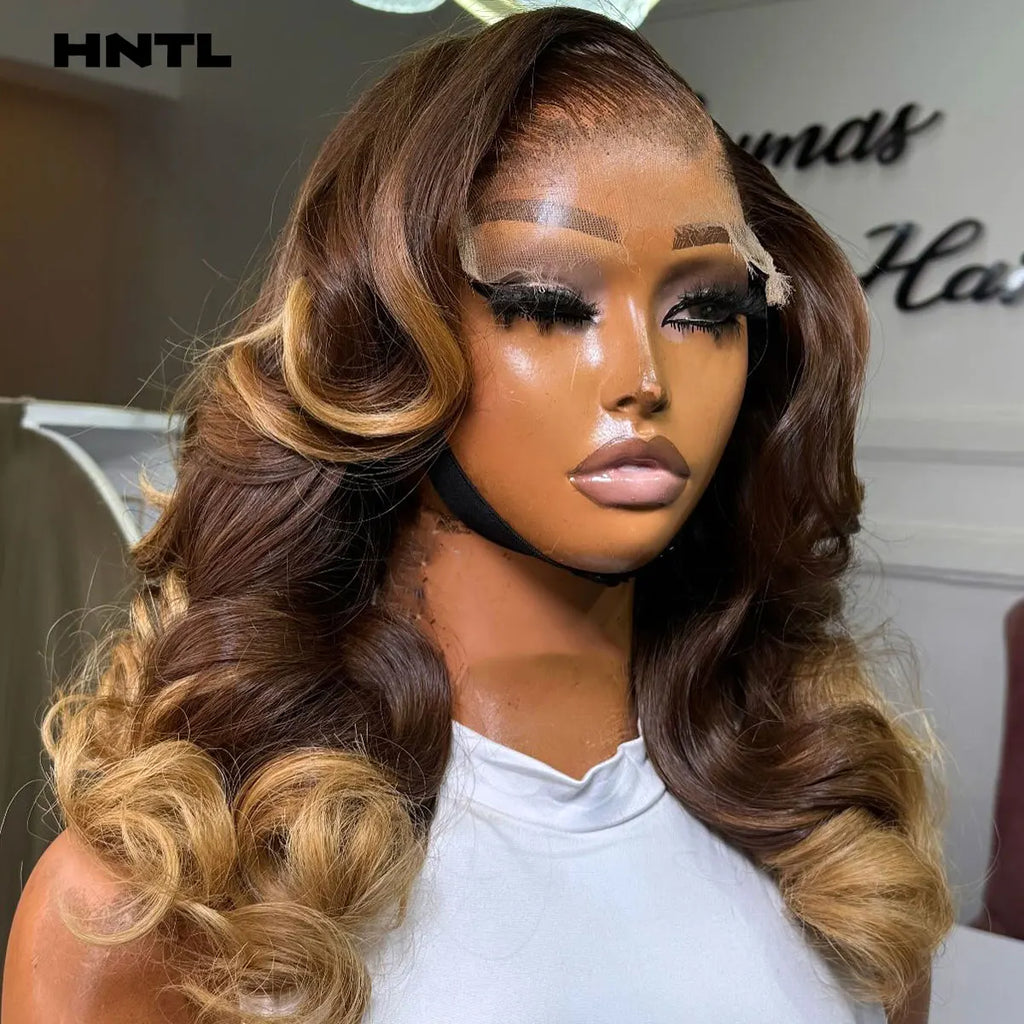 Effortless Glam | Brown Highlight 400% Super Density Loose Wave Glueless HD Lace 13x6 Frontal Wig
