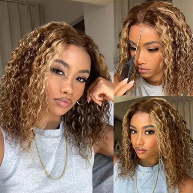 Ready To Wear | Honey Brown Highlight Deep Wave Glueless HD Lace 5x5 Closure Wig