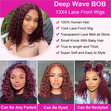Throw On & Go | Burgundy 99J Water Wave Glueless HD Lace 13x4 Frontal Wig Pre-Cut