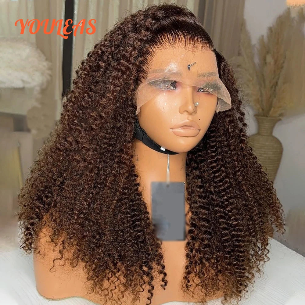 Big Curl Energy | Chocolate Brown Kinky Curly Glueless HD Lace 13x4 Frontal Wig Pre-Cut