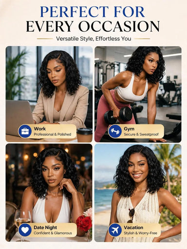 Throw On & Go | 250% High Density Water Wave Glueless HD Lace 13x4 Frontal Wig