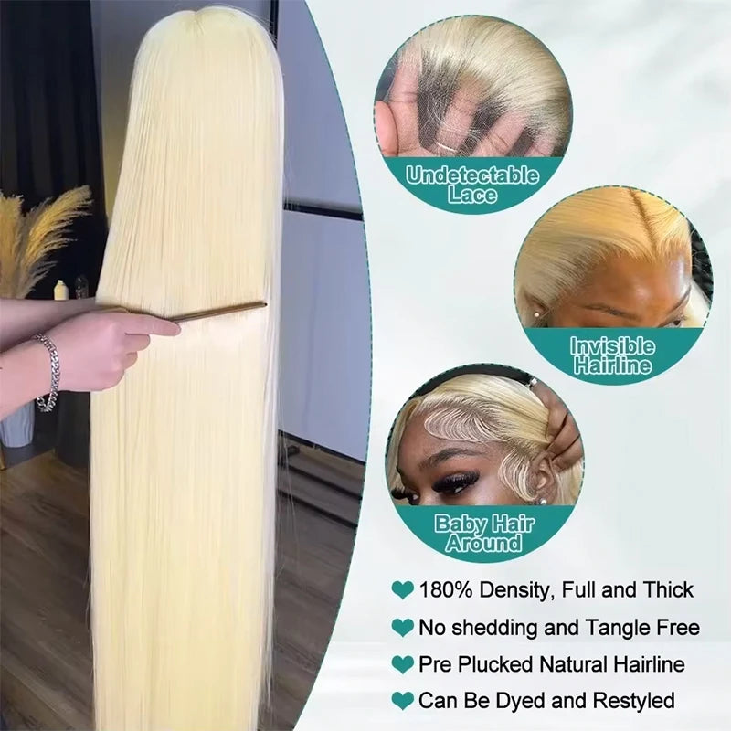 Bold Blonde | Honey Brown Highlight 220% Density 613 Blonde Glueless HD Lace 13x6 Frontal Wig