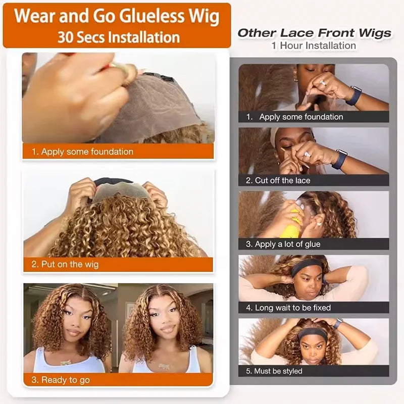Ready To Wear | Honey Brown Highlight Deep Wave Glueless HD Lace 5x5 Closure Wig