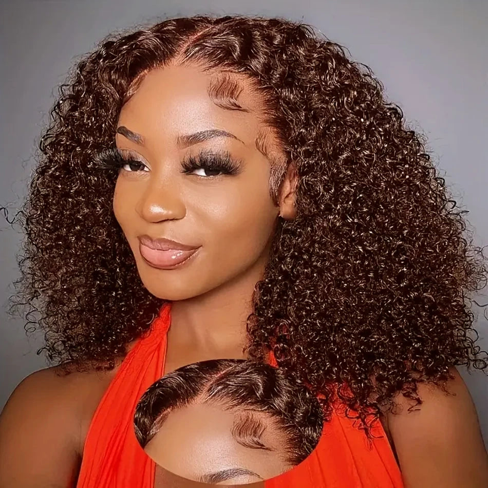 Throw On & Go | Chocolate Brown 250% High Density Deep Wave Glueless HD Lace 13x4 Frontal Wig