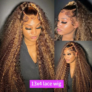 Throw On & Go | Honey Brown Highlight Deep Wave Glueless HD Lace 13x4 Frontal Wig