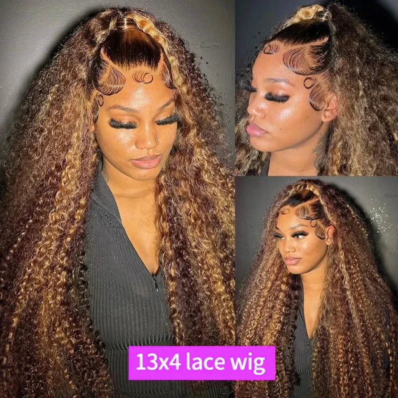 Throw On & Go | Honey Brown Highlight Deep Wave Glueless HD Lace 13x4 Frontal Wig