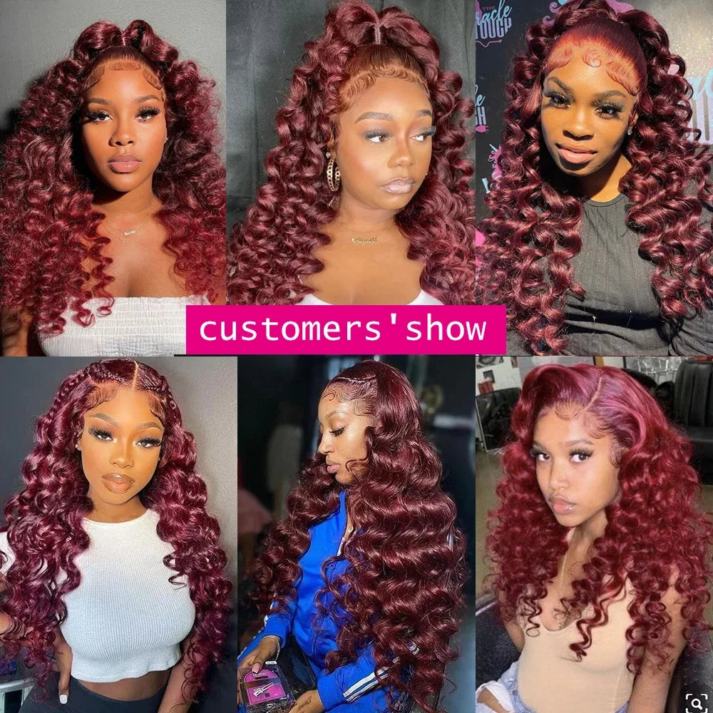 Wear & Go | Burgundy 99J Deep Wave Glueless HD Lace 13x6 Frontal Wig