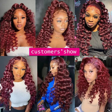 Wear & Go | Burgundy 99J Deep Wave Glueless HD Lace 13x6 Frontal Wig