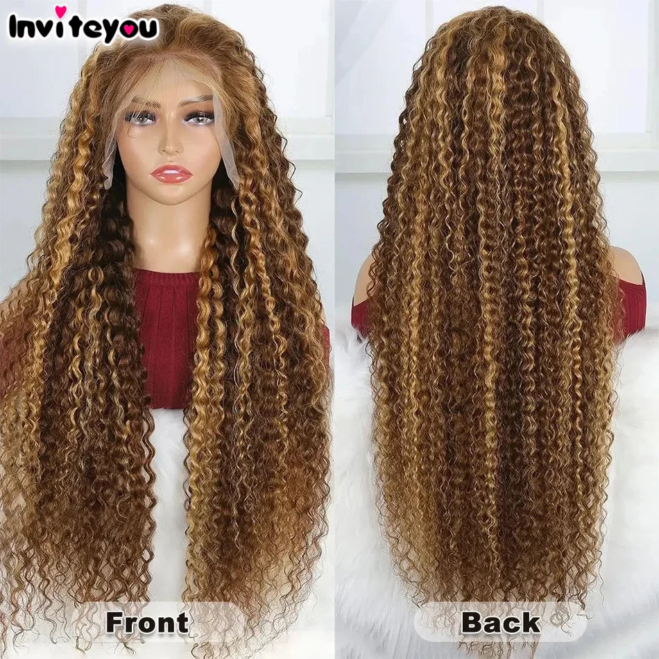 Ready To Wear | Honey Brown Highlight Deep Wave Glueless HD Lace 13x6 Frontal Wig by InviteYou