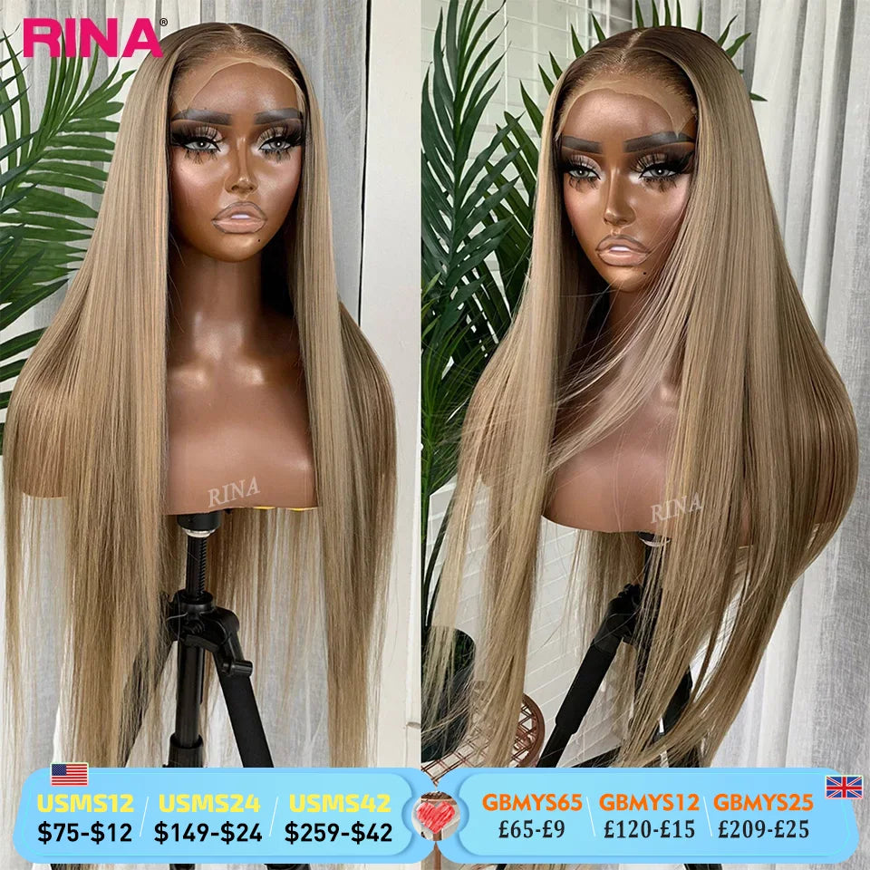 Sleek & Smooth | Ash Blonde Ombre Straight Glueless HD Lace 13x6 Frontal Wig — Best Seller