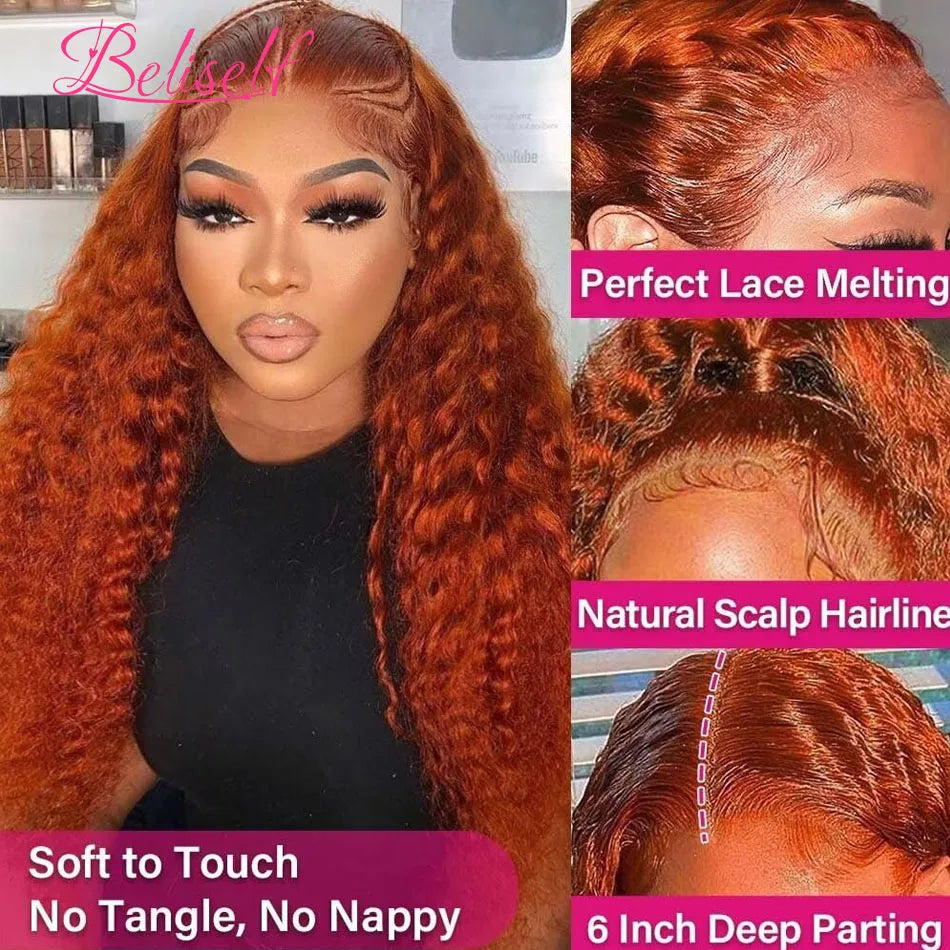 Throw On & Go | Ginger 300% Extra Density Deep Wave Glueless HD Lace 13x6 Frontal Wig