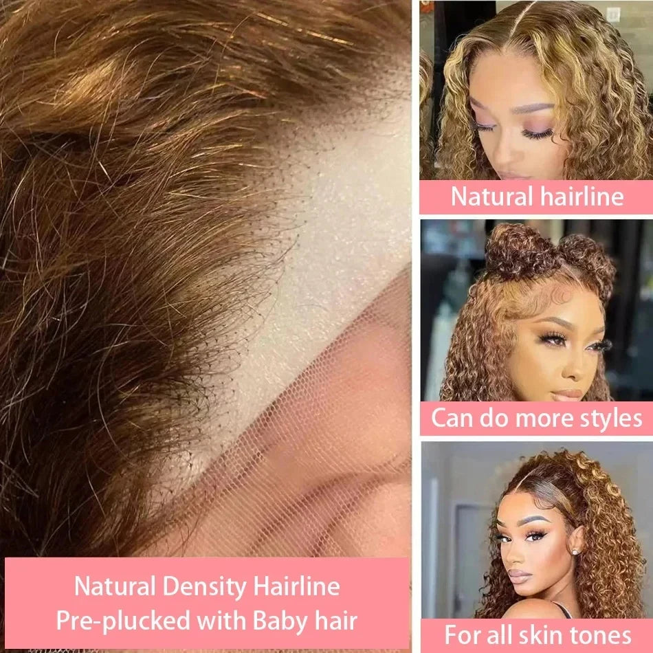 Wear & Go | Brown Highlight Water Wave Glueless HD Lace 13x4 Frontal Wig by SilkyConfidence