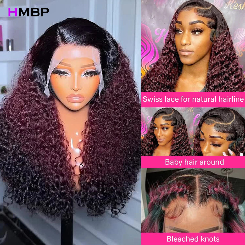 Natural Kinks | Burgundy 99J 400% Super Density Kinky Curly Glueless HD Lace 13x4 Frontal Wig