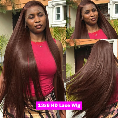 Polished Look | Chocolate Brown Straight Glueless HD Lace 13x6 Frontal Wig Pre-Cut