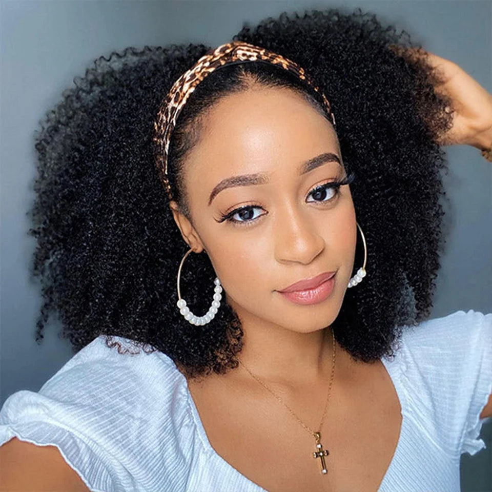 Natural Kinks | Kinky Curly Glueless HD Lace Wig by Headband