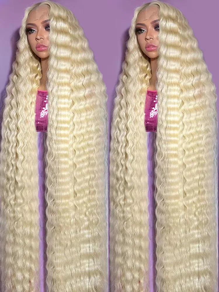 Ready To Wear | 613 Blonde 250% High Density Deep Wave Glueless HD Lace 13x6 Frontal Wig Pre-Cut