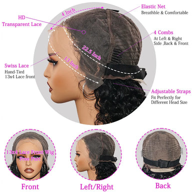 Throw On & Go | 300% Extra Density Water Wave Glueless HD Lace 13x4 Frontal Wig Pre-Cut