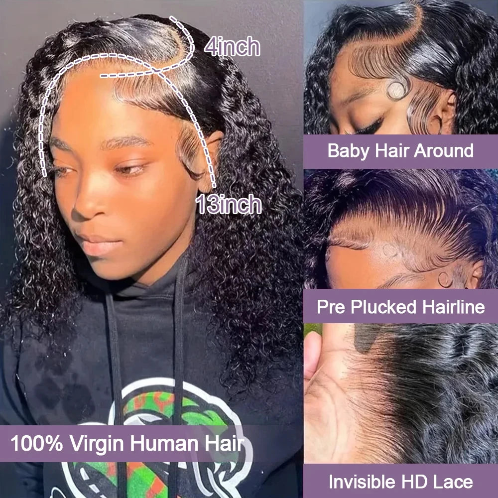 Wear & Go | 300% Extra Density Deep Wave Glueless HD Lace 13x4 Frontal Wig Pre-Cut