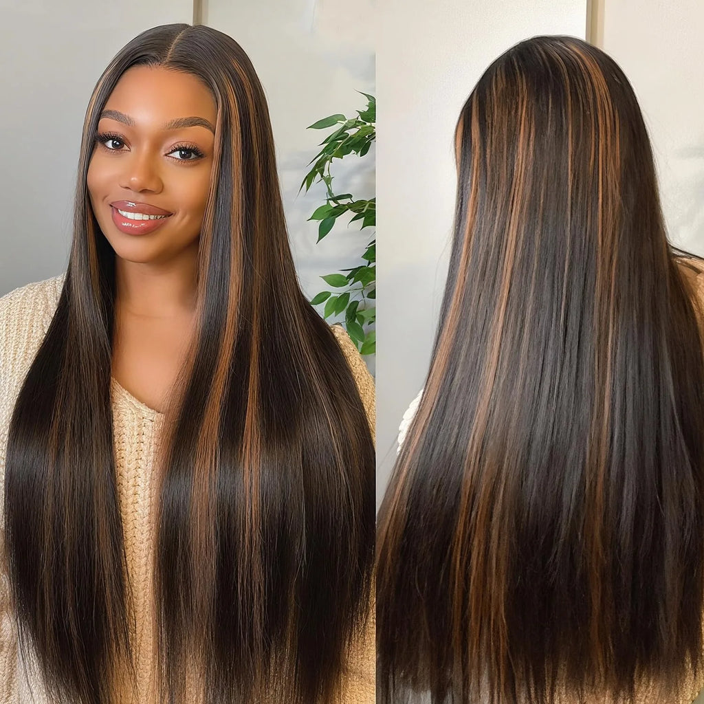 Sun-Kissed | Brown Highlight Glueless HD Lace 13x4 Frontal Wig