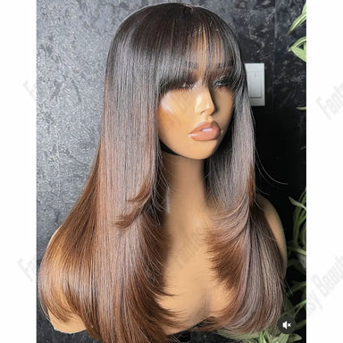 Polished Look | Ombre Brown Straight Glueless HD Lace 13x6 Frontal fantasy beauty Hair Wig