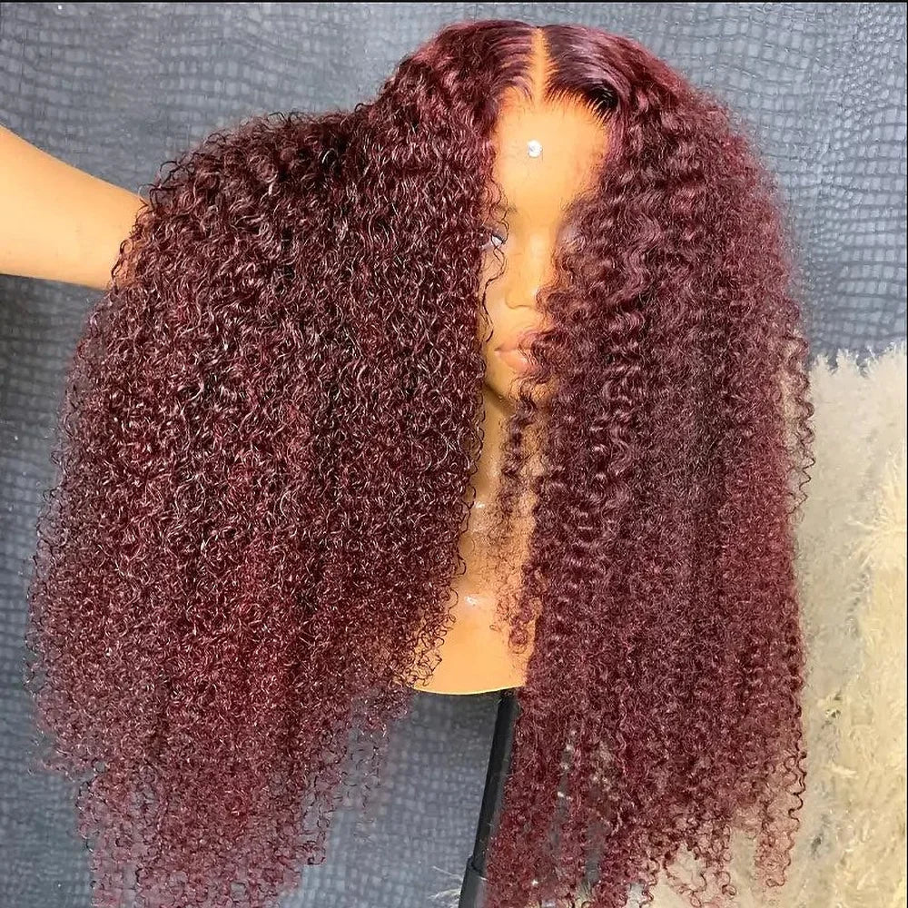 Curl Goals | Burgundy 99J 220% Density Kinky Curly Glueless HD Lace 13x6 Frontal Wig