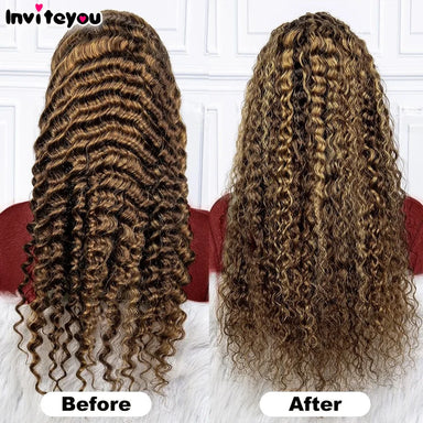 Ready To Wear | Honey Brown Highlight Deep Wave Glueless HD Lace 13x6 Frontal Wig by InviteYou