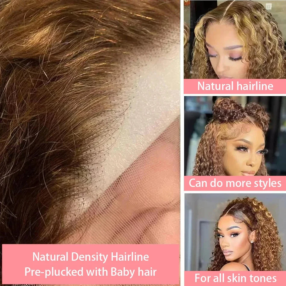Wear & Go | Brown Highlight Water Wave Glueless HD Lace 13x4 Frontal Wig