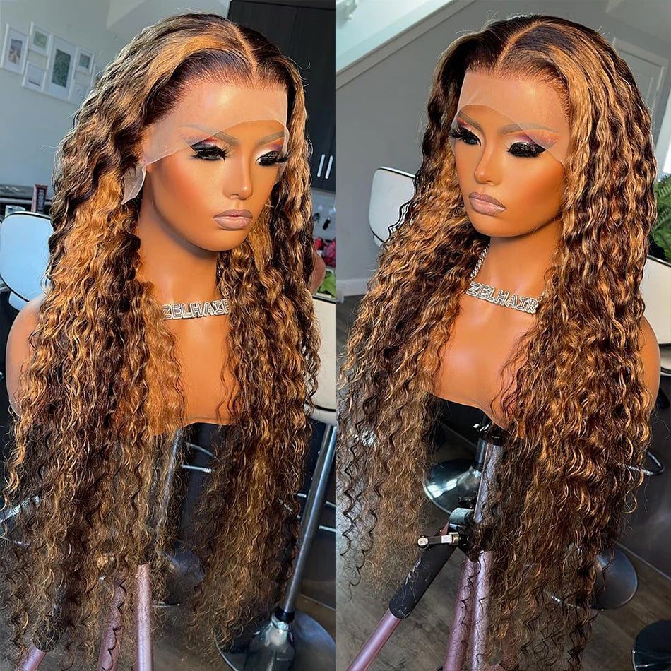 Ready To Wear | Brown Highlight 250% High Density Deep Wave Glueless HD Lace 13x6 Frontal Wig — Top Seller