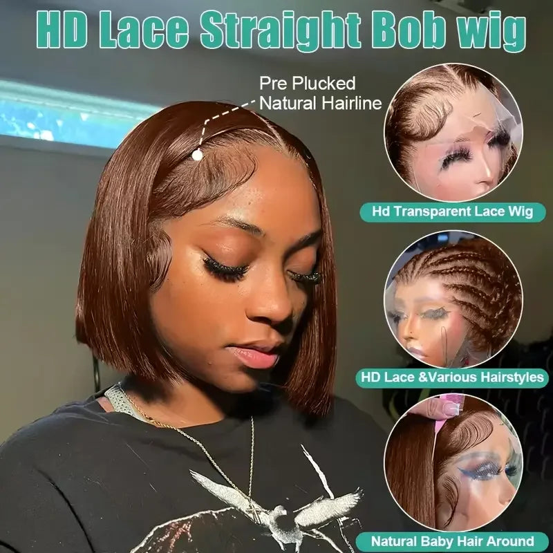 Short & Sassy | 200% Density Bob Glueless HD Lace 13x4 Frontal Bob Wig Pre-Cut