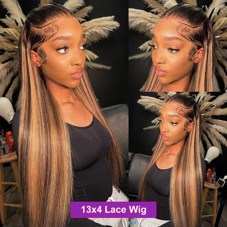 Sun-Kissed | Honey Brown Highlight Glueless HD Lace 13x4 Frontal Wig Pre-Cut