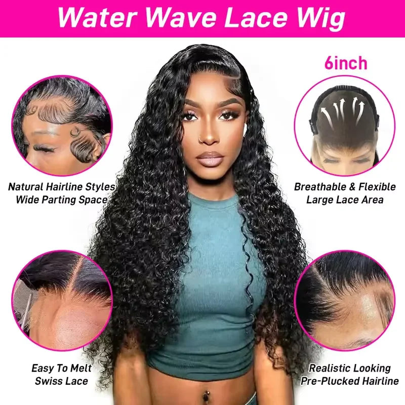 Throw On & Go | 250% High Density Water Wave Glueless HD Lace 13x6 Frontal Wig — Best Seller